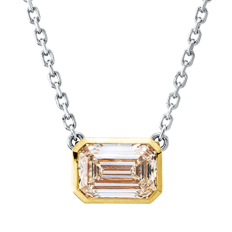 Collier 950 Pt GP, mit ZÖ 40,6 cm, 1 Sm.schliff 1,14 ct, gelb-si, 2 Brill. 0,12 ct, TW-si