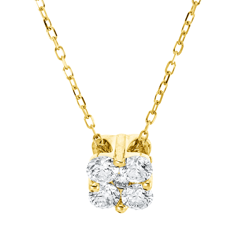 Collier 14 kt GG, mit ZÖ 40.6 cm + 45.7 cm, 5 Brill. 0,23 ct, TW-si