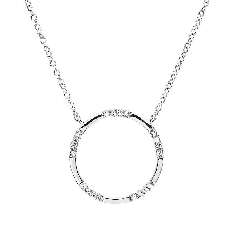 Collier 14 kt WG, mit ZÖ 43 cm + 40,6 cm, 20 Dia. 0,06 ct, TW-vsi/si