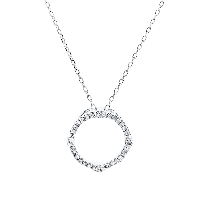 Collier 14 kt WG, mit ZÖ 40.6 cm + 45.7 cm, 24 Dia. 0,05 ct, TW-si, 4 Brill. 0,04 ct, TW-si