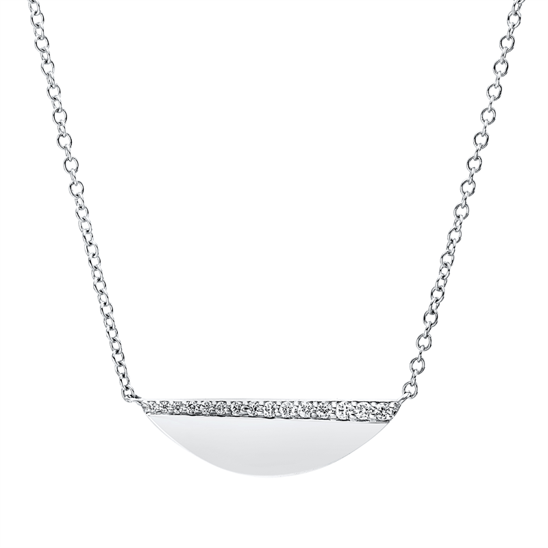 Collier 18 kt WG, mit ZÖ 43 cm + 40,6 cm, 15 Brill. 0,09 ct, TW-vsi/si