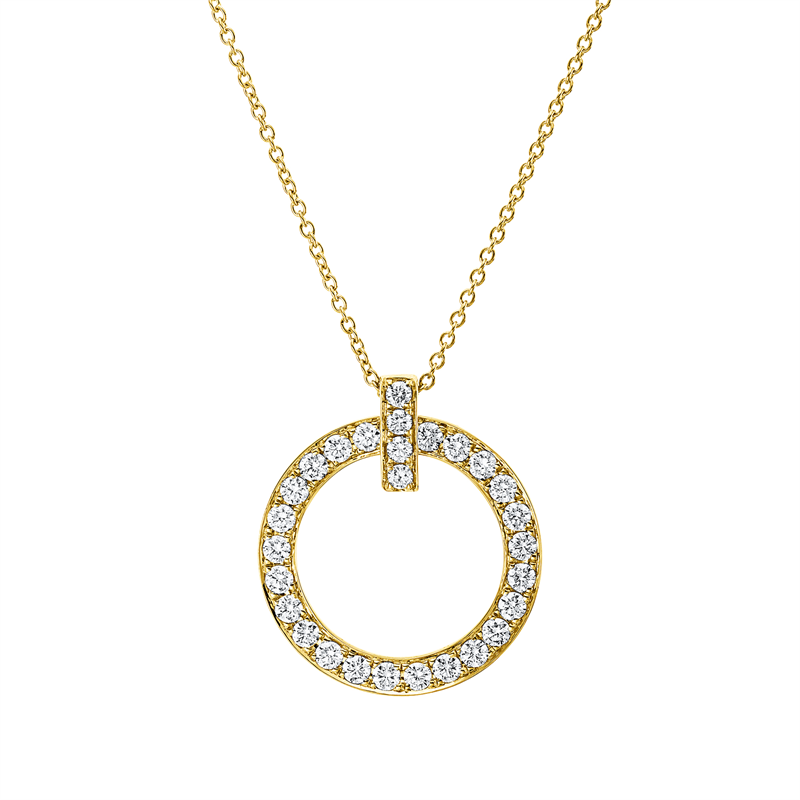 Collier 18 kt GG, mit ZÖ 16,17,18 cm, 29 Brill. 0,96 ct, TW-si