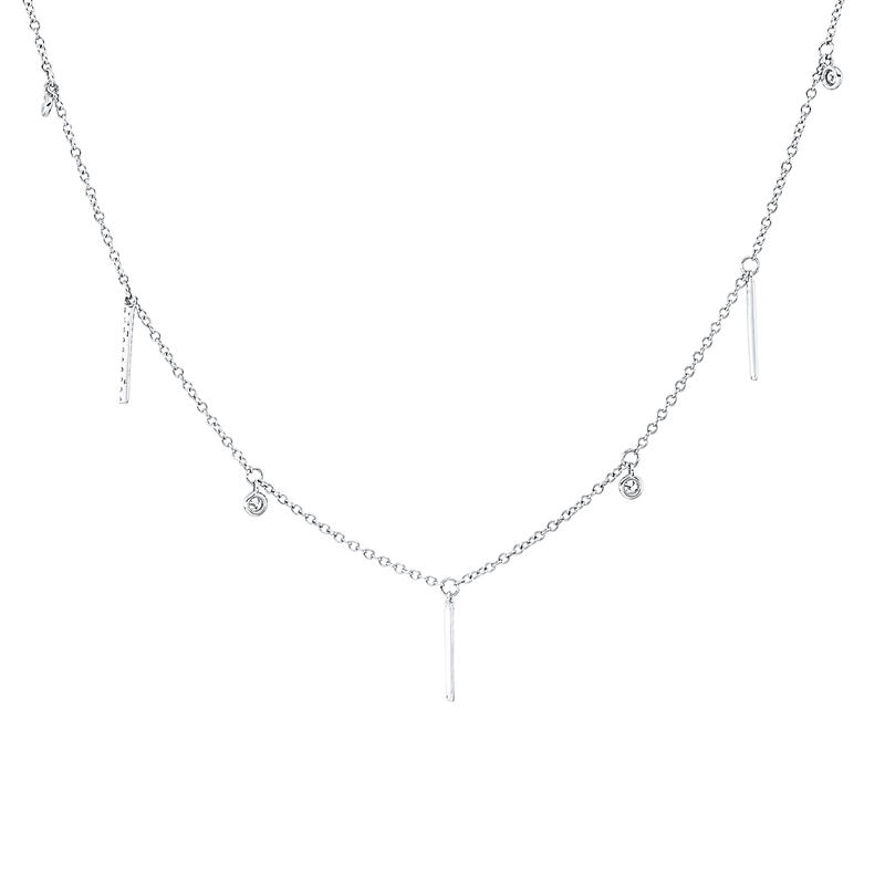 Collier 18 kt WG, 30 Brill. 0,08 ct, W-si, 4 Dia. 0,06 ct, W-si