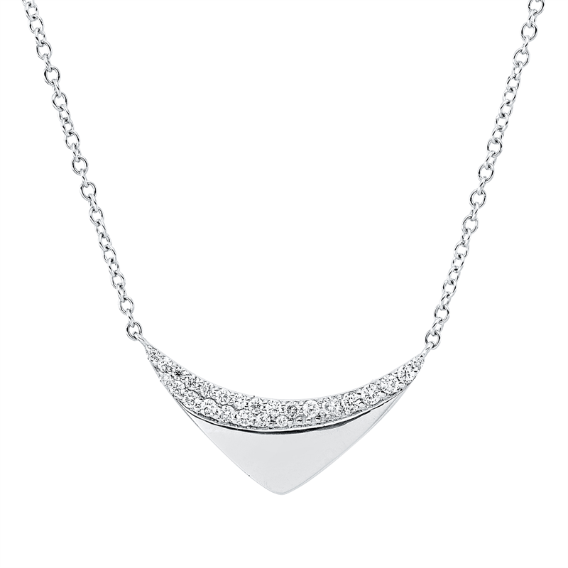 Collier 18 kt WG, mit ZÖ 43 cm + 40,6 cm, 25 Brill. 0,15 ct, TW-si/pi