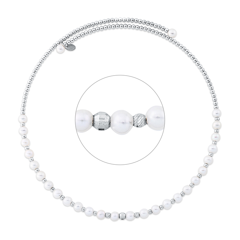Collier 18 kt WG, 28 ZP weiß 4,5 mm