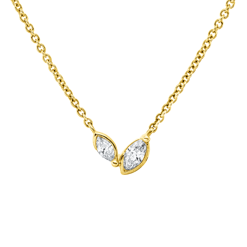 Collier 18 kt GG, 2 Nav. 0,10 ct, TW-pi