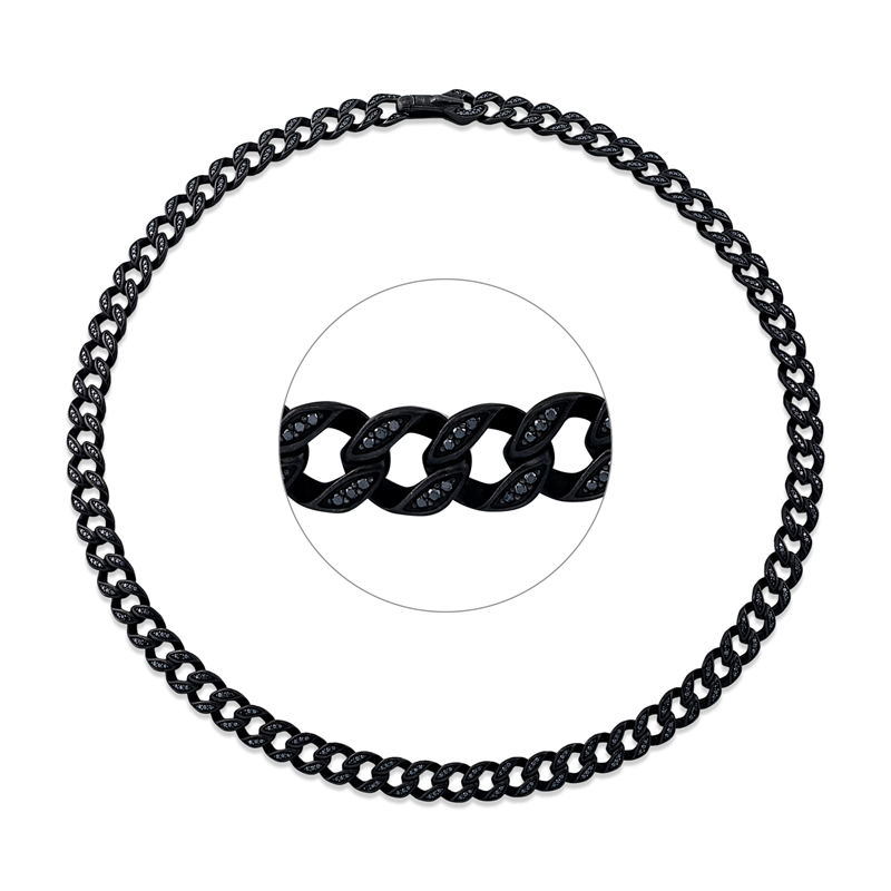 Collier 14 kt WG, Fassung schwarz rhodiniert, 443 Brill. 2,48 ct, schwarz
