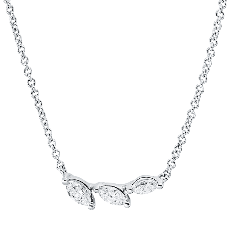 Collier 18 kt WG, 3 Nav. 0,18 ct, TW-pi