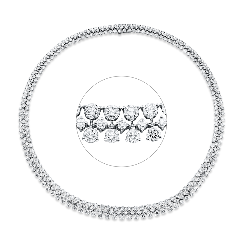 Collier 18 kt WG, 333 Brill. 18,02 ct, TW-pi