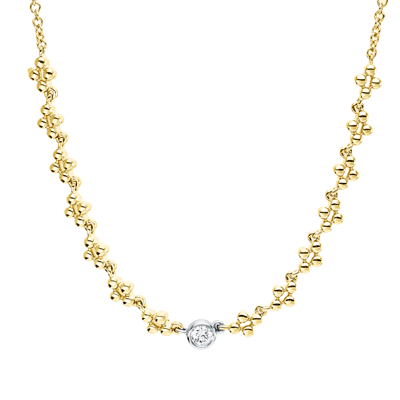 Collier 18 kt GG+WG, 1 Brill. 0,06 ct, TW-pi