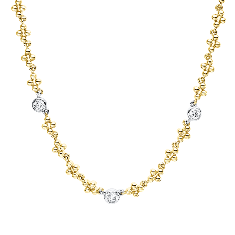 Collier 18 kt GG+WG, 3 Brill. 0,16 ct, TW-pi