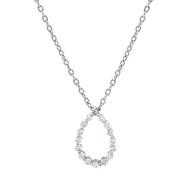 Collier 18 kt WG, mit ZÖ 40 cm, 16 Brill. 0,17 ct, F-si