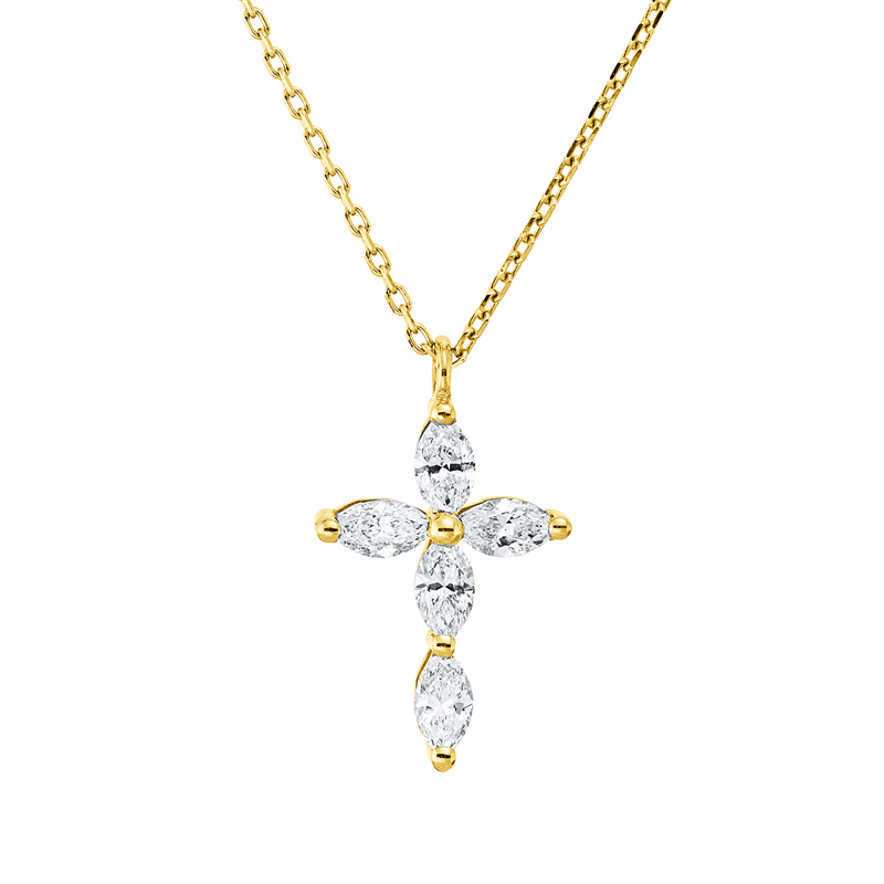 Collier 18 kt GG, 5 Nav. 0,40 ct, TW-si