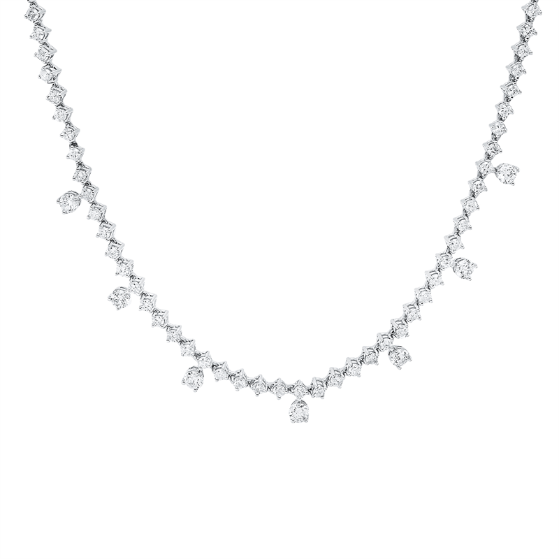 Collier 18 kt WG, 7 Brill. 0,75 ct, F-si, 71 Brill. 2,10 ct, F-si