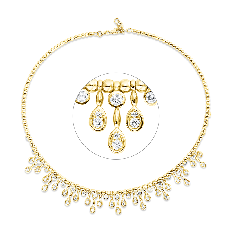 Collier 18 kt GG, choker, 27 Brill. 1,17 ct, F-si, 27 Brill. 2,39 ct, F-si, 27 Brill. 0,34 ct, TW-si