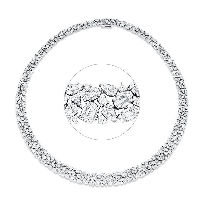 Collier 18 kt WG, Fant-Schl. 13,78 ct, F-vsi/si