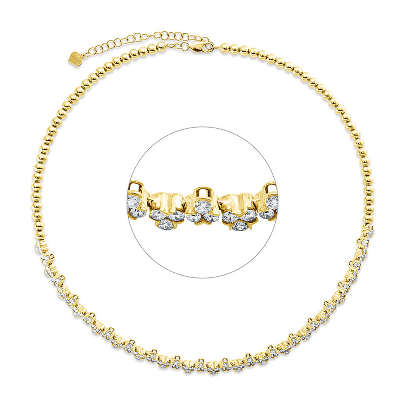Collier 18 kt GG, mit ZÖ 34,5 cm, 148 Brill. 3,38 ct, W-si