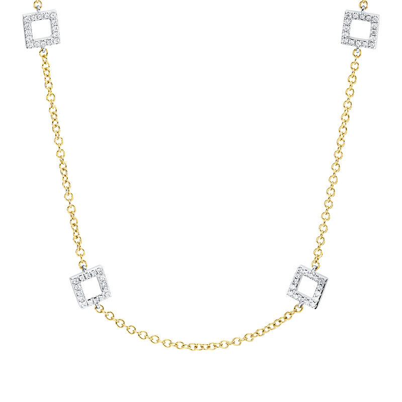 Collier 18 kt GG+WG, mit ZÖ 40 cm + 43 cm, 192 Brill. 0,56 ct, TW-si
