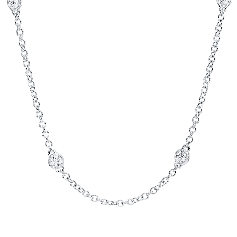 Collier 18 kt WG, mit ZÖ 40 cm + 43 cm, 10 Brill. 0,51 ct, TW-si