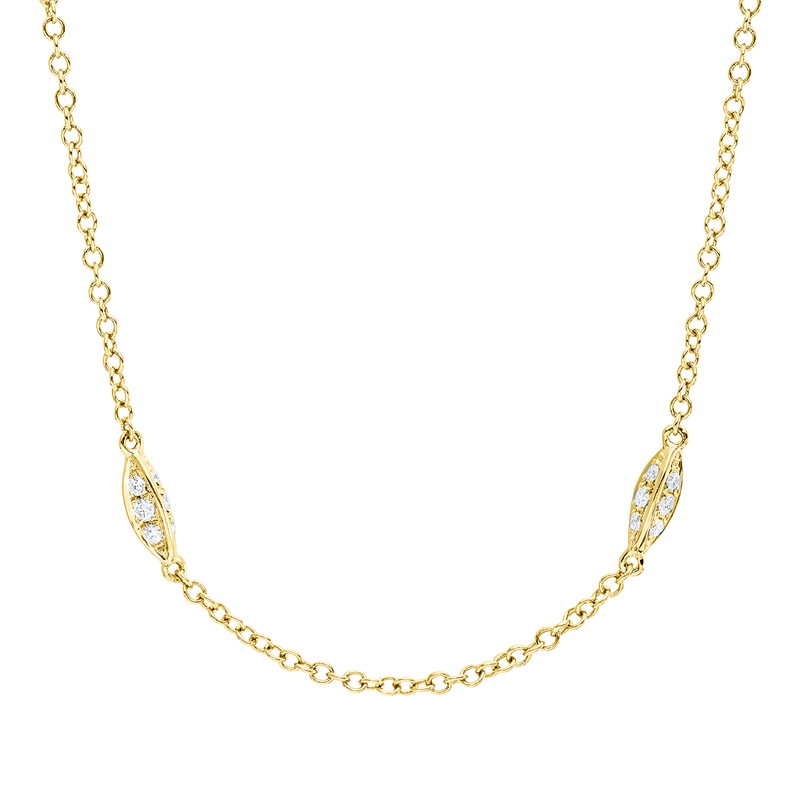 Collier 18 kt GG, mit ZÖ 40 cm + 43 cm, 72 Brill. 0,87 ct, TW-si