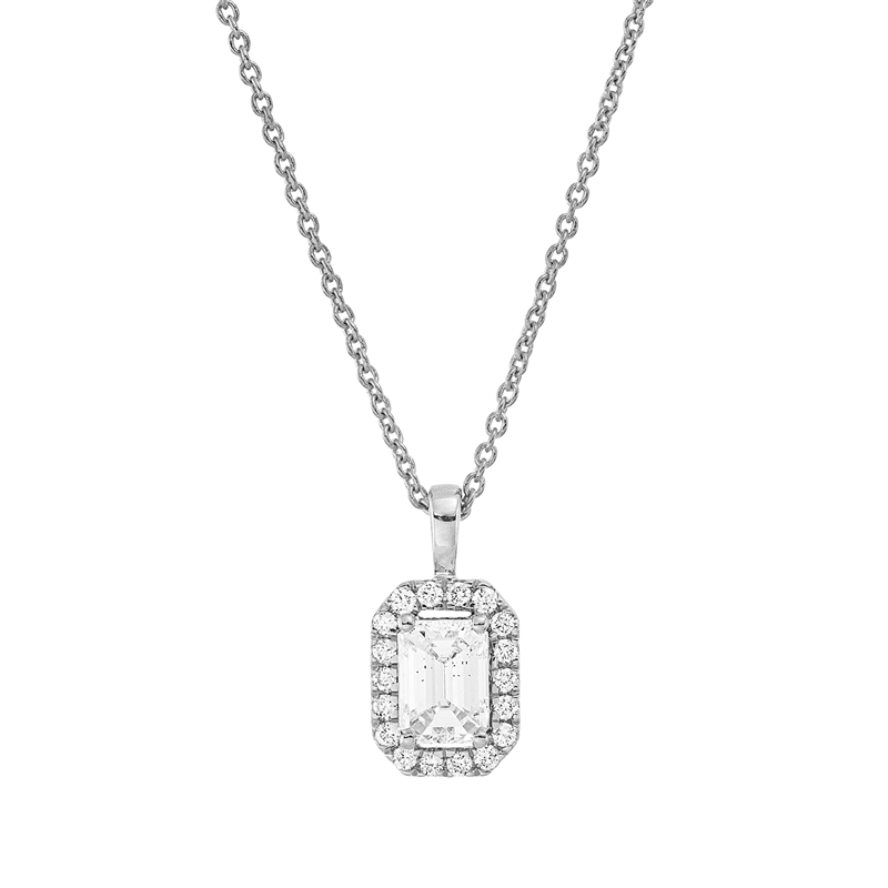 Collier 18 kt WG, mit ZÖ 42 cm, 1 Sm.schliff 0,40 ct, TW-si, 18 Brill. 0,01 ct, TW-si