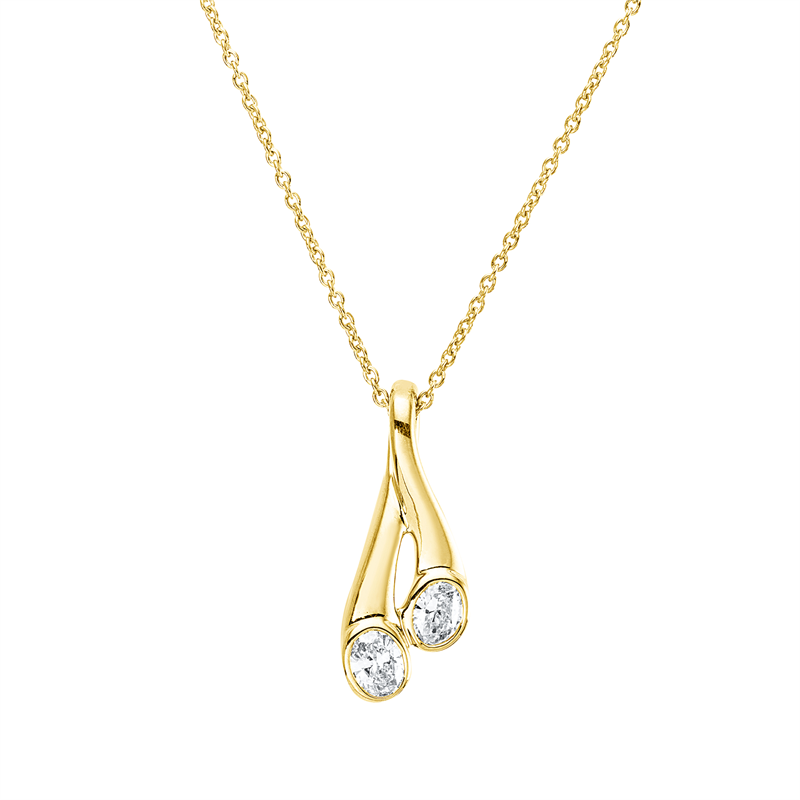 Collier 18 kt GG, 1 Oval 0,18 ct, TW-si, 1 Oval 0,16 ct, TW-si