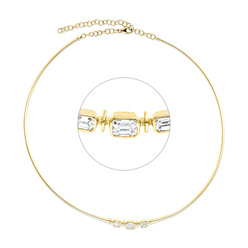 Collier 18 kt GG, 1 Sm.schliff 0,34 ct, TW-si, 2 Sm.schliff 0,39 ct, TW-si
