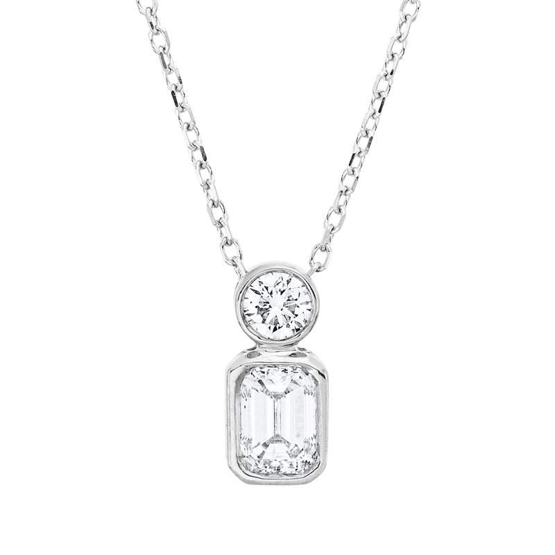 Collier 18 kt WG, mit ZÖ 40 cm + 42 cm, 1 Sm.schliff 0,38 ct, TW-si, 1 Brill. 0,10 ct, TW-si