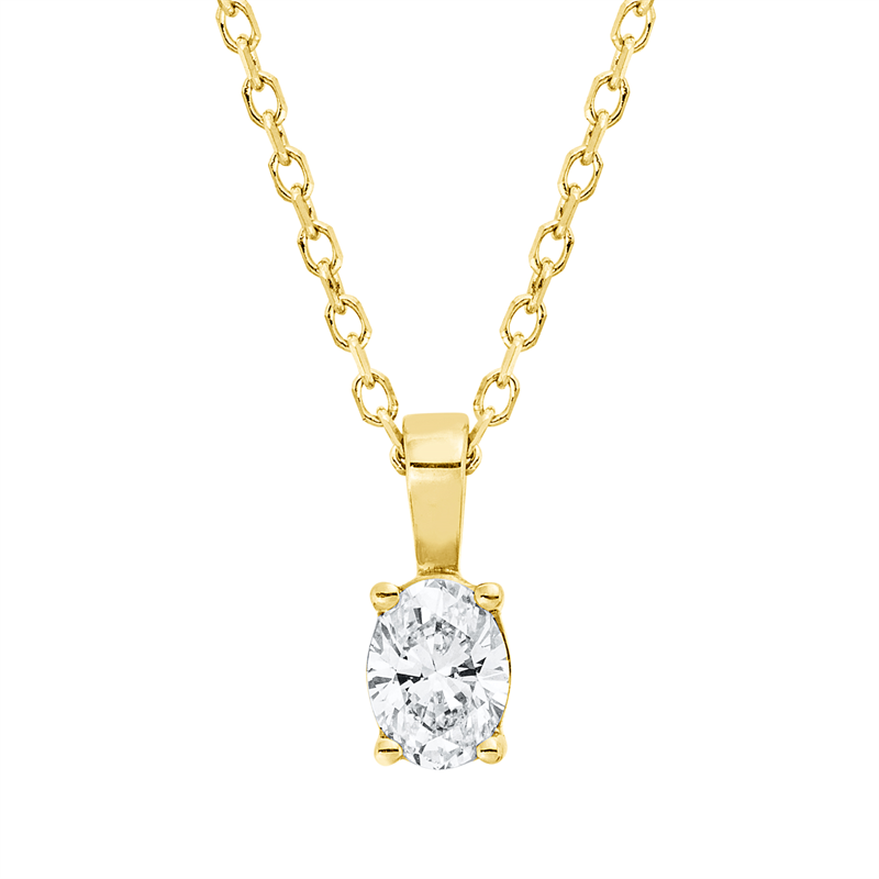 Collier 18 kt GG, mit ZÖ 40 cm + 42 cm, 1 Oval 0,20 ct, TW-si