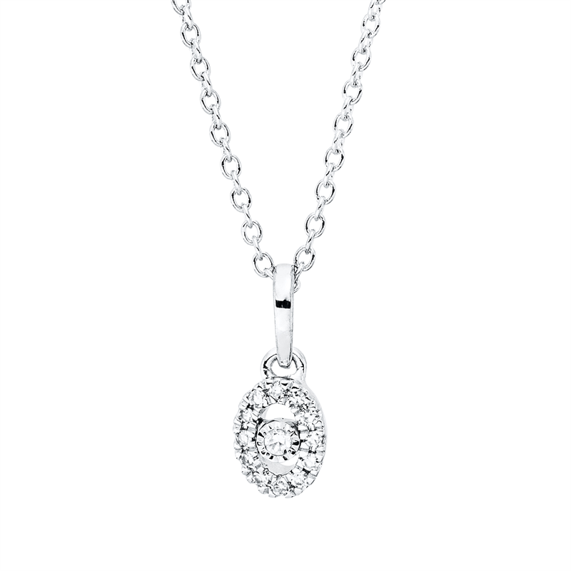 Collier 18 kt WG, 1 Dia. 0,01 ct, TW-si, 12 Dia. 0,04 ct, TW-si