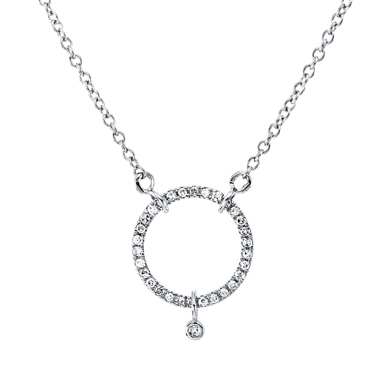Collier 18 kt WG, mit ZÖ 40 cm, 42,5cm, 1 Dia. 0,01 ct, TW-si, 30 Dia. 0,12 ct, TW-si