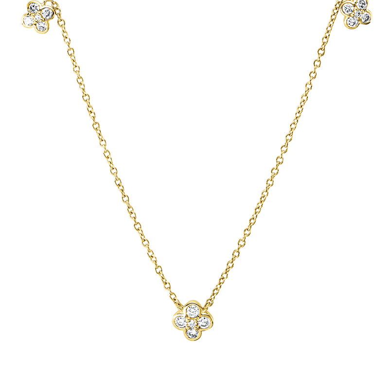 Collier 18 kt GG, mit ZÖ 40 cm, 42,5cm, 13 Brill. 0,33 ct, TW-si, 2 Dia. 0,01 ct, TW-si