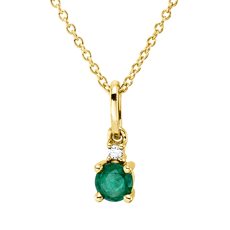 Collier 18 kt GG, mit ZÖ 40 cm + 42,5 cm, 1 Brill. 0,02 ct, TW-si, 1 Smaragd 0,28 ct grün