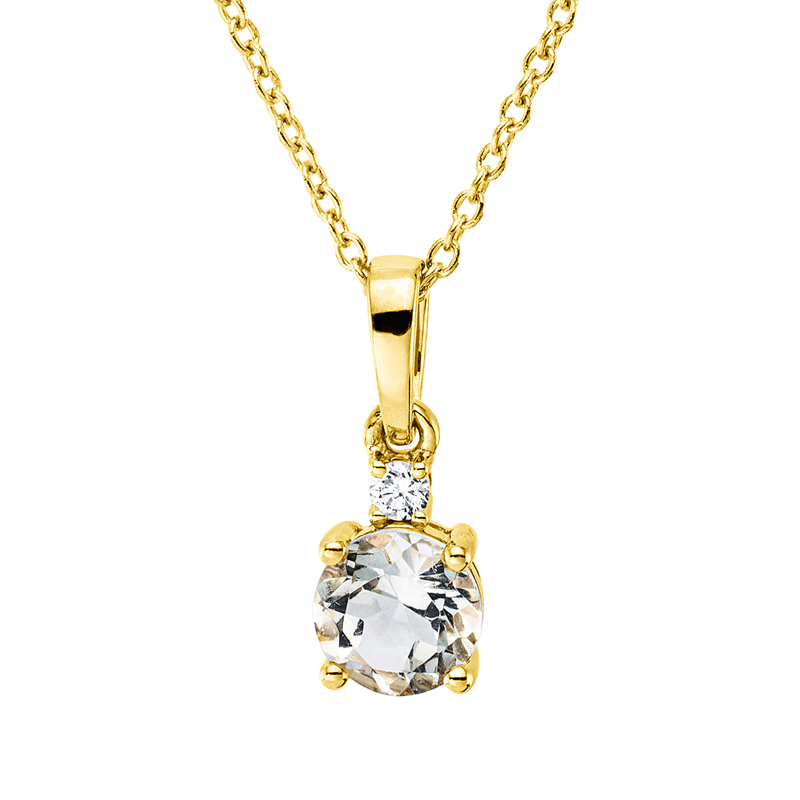 Collier 18 kt GG, mit ZÖ 40 cm, 42,5cm, 1 Brill. 0,03 ct, TW-si, 1 Amethyst 0,46 ct grün