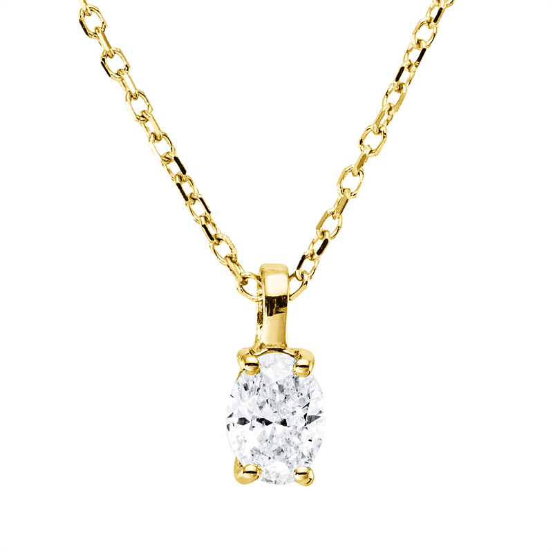 Collier 18 kt GG, mit ZÖ 43 cm, 1 Oval 0,26 ct, TW-si