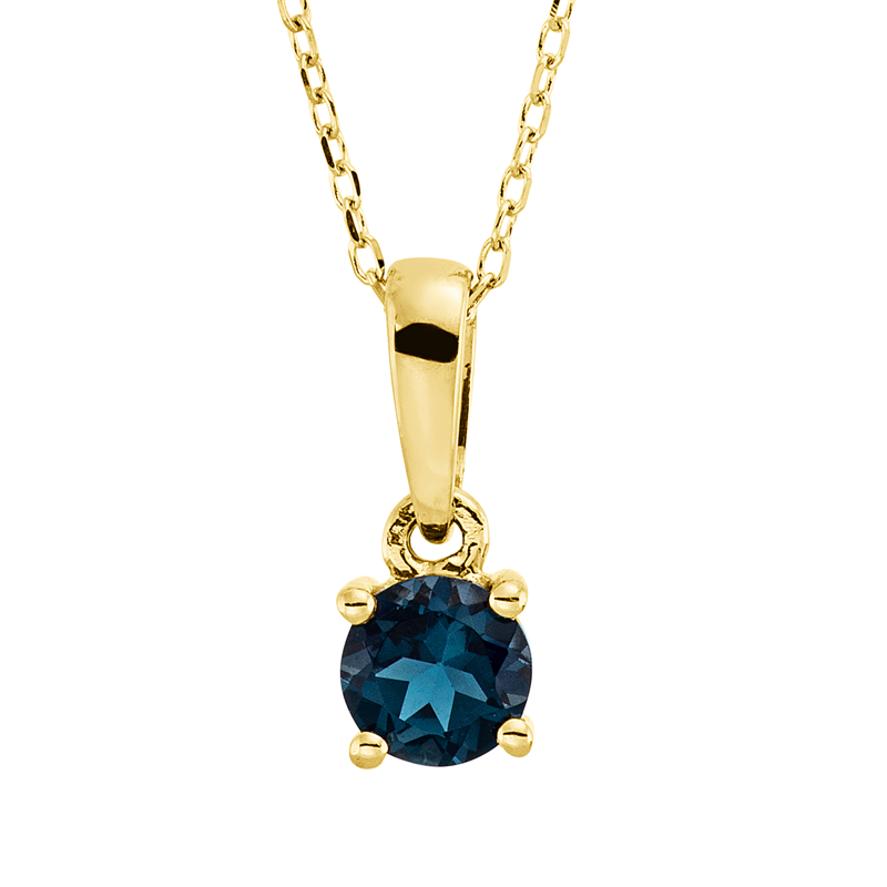 Collier 18 kt GG, mit ZÖ 43 cm, 1 Topas 0,32 ct Lond. blue