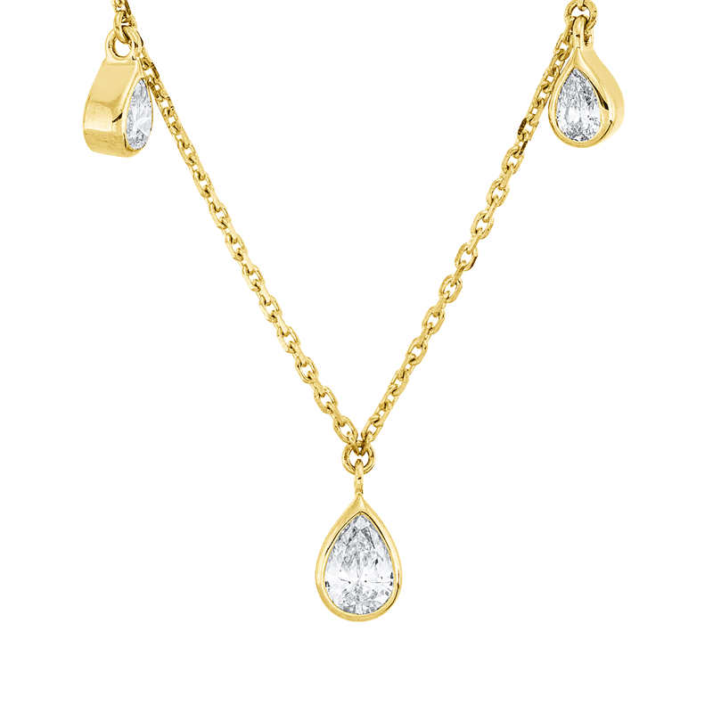 Collier 18 kt GG, 7 Tropfen 1,00 ct, TW-si
