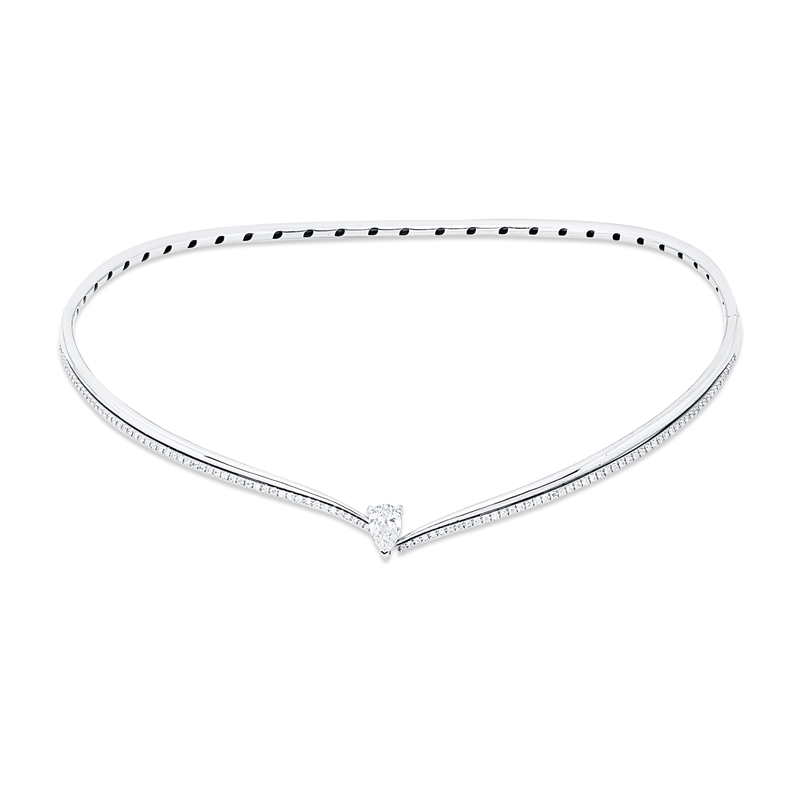 Collier 18 kt WG, 1 Tropfen 0,80 ct, TW-vsi, 108 Brill. 0,77 ct, TW-vsi