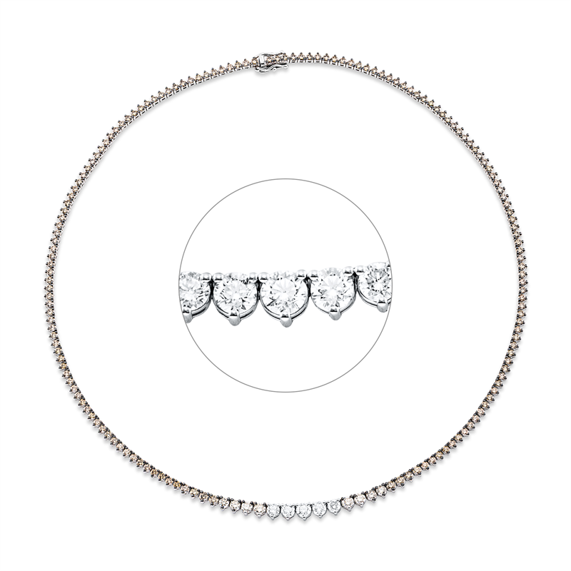 Collier 18 kt WG, 167 Brill. 7,51 ct, fancy,Fassung teils schwarz rhodinie,