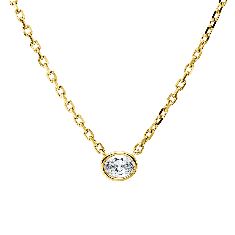 Collier 14 kt GG, mit ZÖ 40,6 cm, 1 Oval 0,21 ct, TW-vsi/si