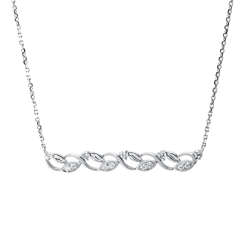 Collier 18 kt WG, mit ZÖ 41 cm + 43 cm, 13 Brill. 0,21 ct, TW-si/pi