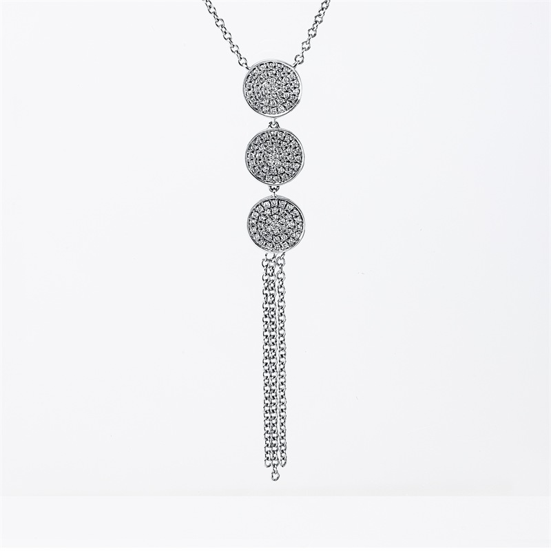 Collier 18 kt WG, mit ZÖ 41 cm + 43 cm, 111 Brill. 0,21 ct, TW-si