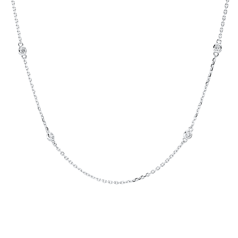 Collier 18 kt WG, mit ZÖ 40.6 cm + 43.2 cm, 8 Brill. 0,29 ct, TW-si