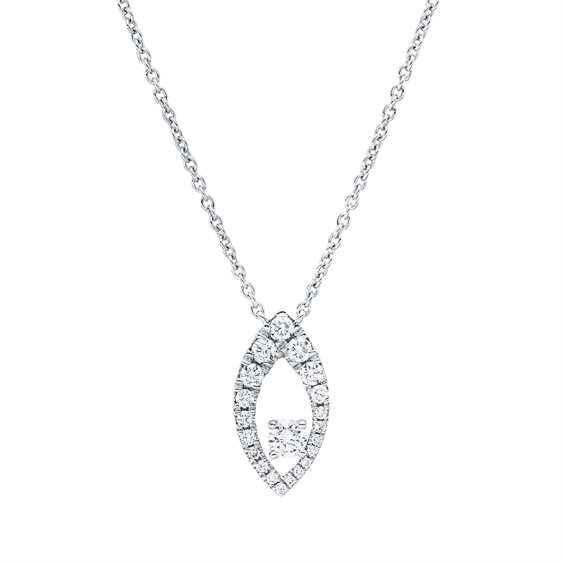 Collier 18 kt WG, mit ZÖ 42 cm, 23 Brill. 0,36 ct, TW-vsi