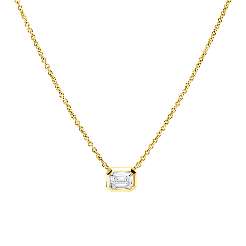 Collier 18 kt GG, mit ZÖ 40 cm + 43 cm, 1 Sm.schliff 0,50 ct, W-si