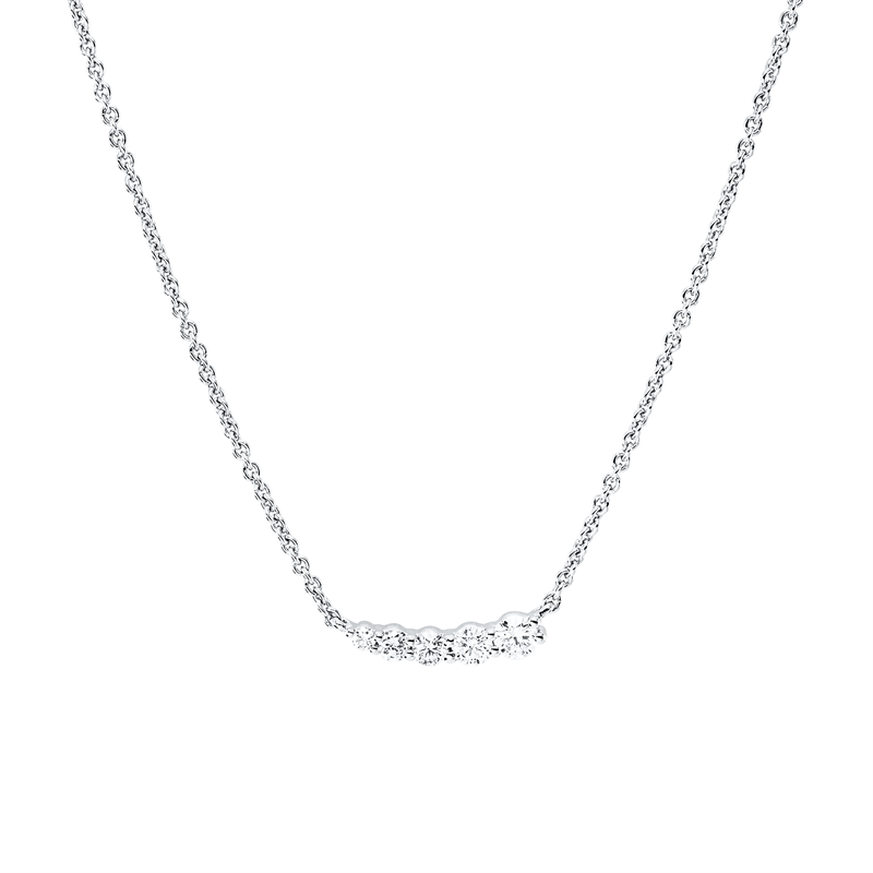 Collier 14 kt WG, mit ZÖ 40 cm + 43 cm, 5 Brill. 0,30ct, W-si