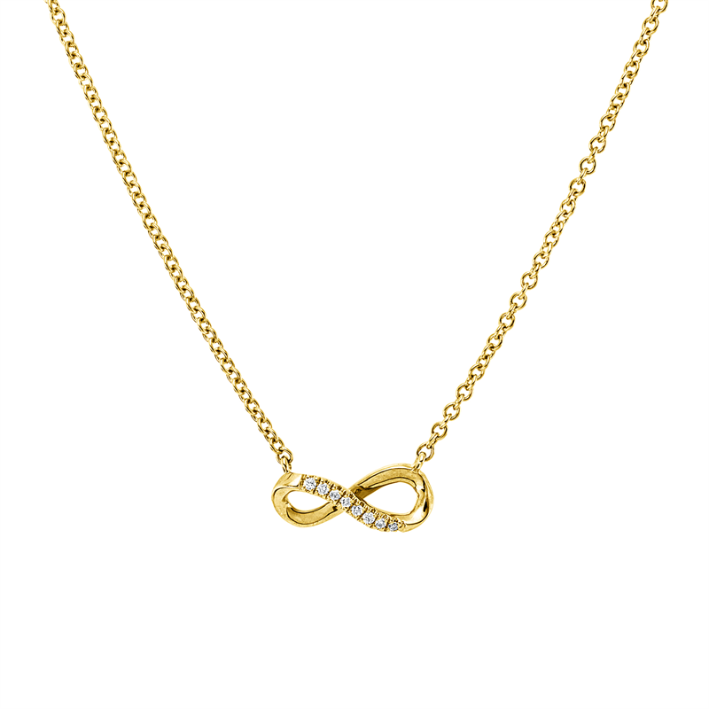 Collier 18 kt GG, mit ZÖ 40 cm + 43 cm, 8 Brill. 0,03 ct, TW-si