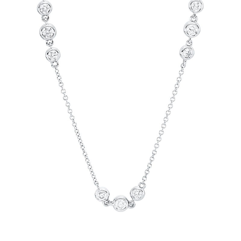 Collier 18 kt WG, mit ZÖ 42,43,44,5 cm, 16 Brill. 0,64 ct, TLB-si, 8 Brill. 0,50 ct, TLB-si