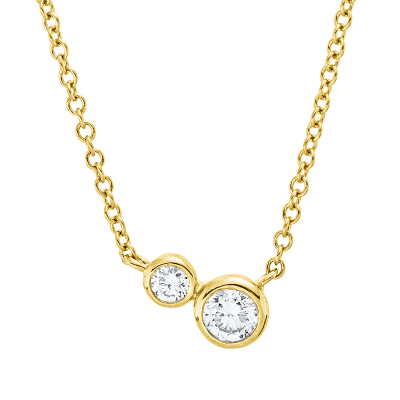 Collier 18 kt GG, mit ZÖ 38 cm + 40,6 cm, 1 Brill. 0,12 ct, TW-si, 1 Brill. 0,04 ct, TW-si