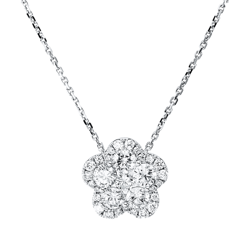 Collier 18 kt WG, 6 Brill. 1,20 ct, TW-si, 25 Brill. 0,30 ct, TW-si